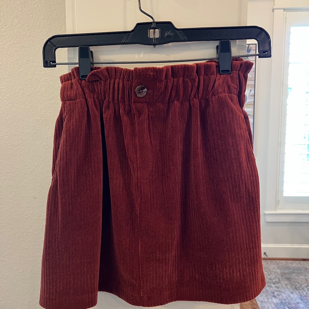 ZARA GIRLS COPPER BROWN VELVET PAPER BAG SHORT SKIRT 13-14Years